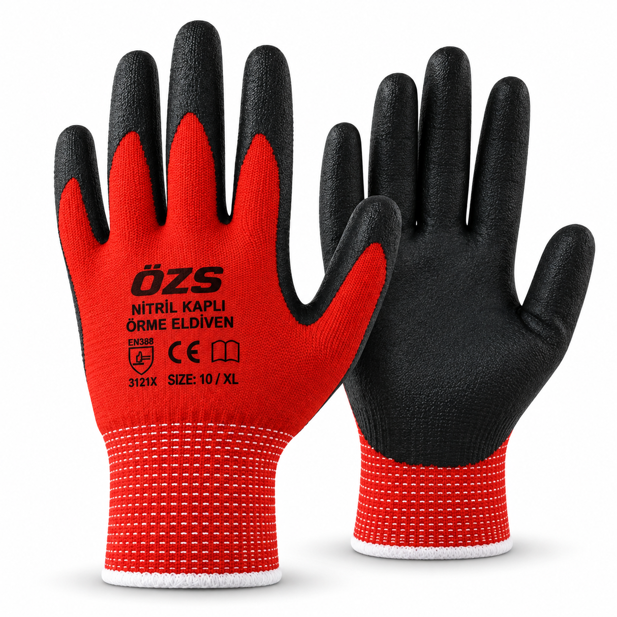 OZS8898 OZS ZEBRA ELDİVEN KIRMIZI-SİYAH NO:10