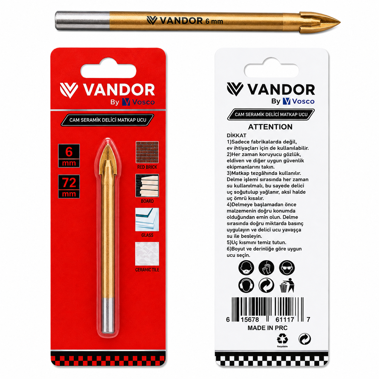 VANDOR CAM/SERAMİK/FAYANS DELİCİ 6 MM