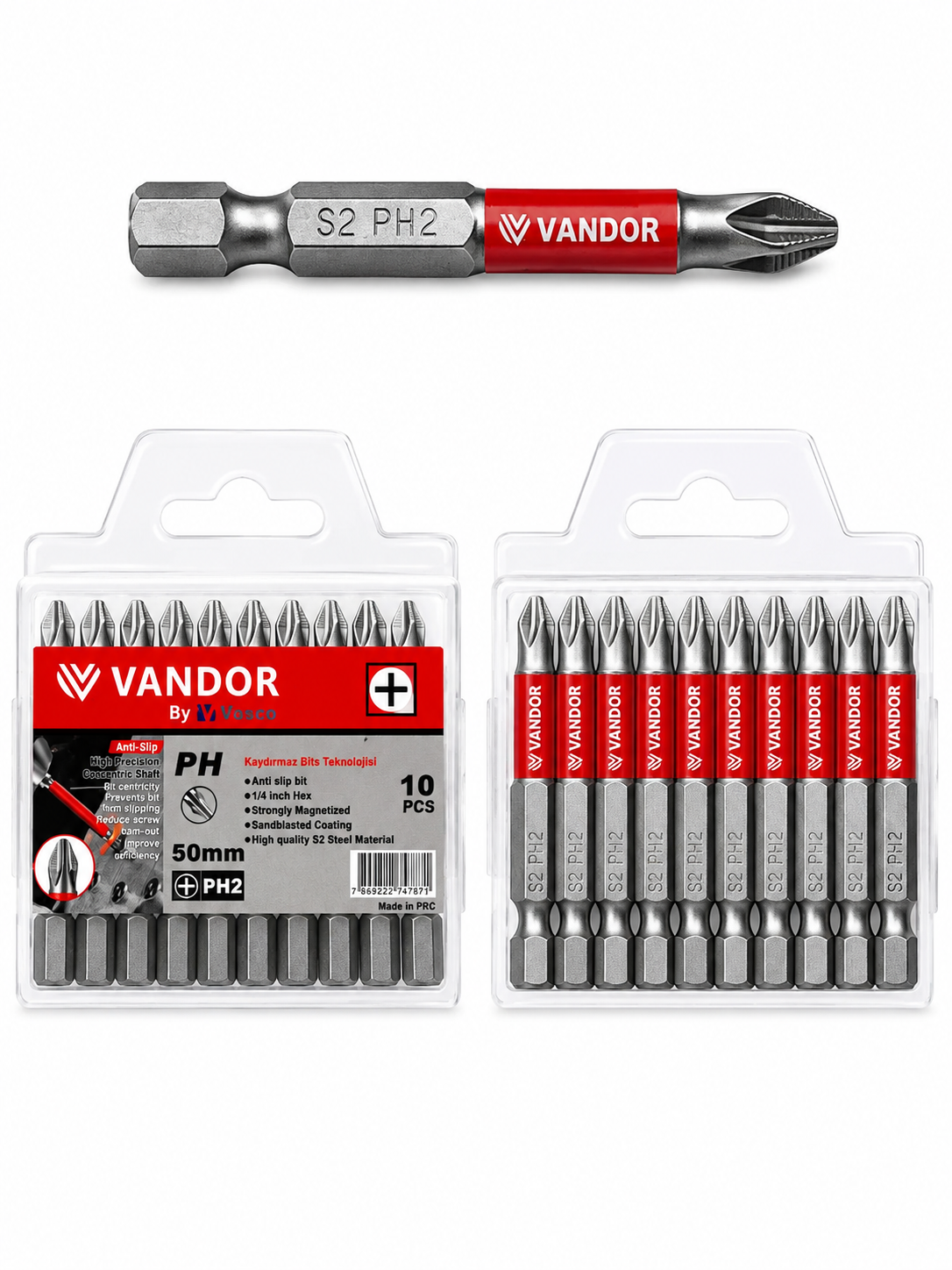 VANDOR KAYDIRMAZ BİTS UÇ PH2*50